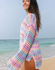 Della Open Knit Sweater Beach Cover Up