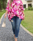 Plus Size Floral 3/4 Sleeve Blouse