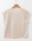 Louisa Embroidered Short Sleeve Tassel Tied Blouse