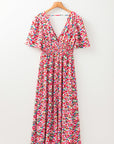 Haley Floral Cutout Back Split Maxi Dress