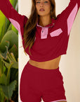 Colorblock Patchwork Pullover and Shorts Set