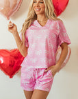 Valentine Bow Waffle Knit T-Shirt and Shorts Set