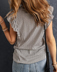 Sofia Crew Neck Ruffled Striped Tank Top