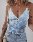 Floral Mesh Halter Tank Top
