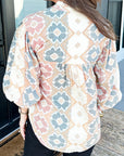 Geometric Tassel Tie V-Neck Blouse