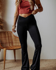 Solid V-Shape High Waist Flared Leggings