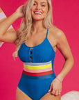 Romina Contrast Stripe Accent Crisscross One Piece Swimwear