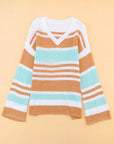 Amelia Stripe Long Sleeve Split Sweater