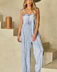 Savanna Frayed Exposed Seam Wide Leg Denim Overall