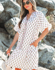 Jaycee Floral Neck Tie Ruffled Dress
