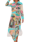 Baha Ranch Retro Pop Western Button Up Shirt Dress Duster