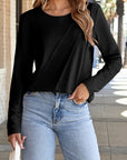 Anna Asymmetric Seam Detail Long Sleeve Top