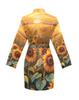 Sunflower Field Women's Long Sleeve Belted Satin Feel Dressing Lounge Robe