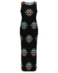 Southwestern Aztec Sleeveless Bodycon Side Slit Western Maxi Dress