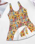 Vintage Rodeo Poster Skirted Swimsuit