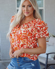 Margo Floral Split Neck Blouse