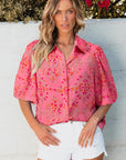 Josephine Floral Wide Short Sleeve Loose Top