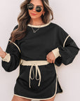 Colorblock Long Sleeve Top and Skort Set