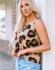 Carly Leopard Button Tank Top