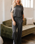 Dallas Drawstring Side Crewneck Tee and Loose Pants Set