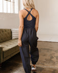 Avianna Back Crossed Straps Hollow Out Jogger Jumpsuit
