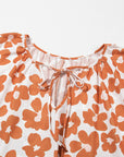 Sky Plus Size Floral Print Drawstring V Neck Short Sleeve Blouse