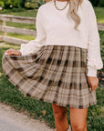 Plaid Patchwork High Waist Sweatshirt Mini Dress