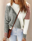 Nicole Ribbed Trim Round Neck Sweater
