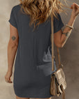 Corded Knit Pocketed T-Shirt Dress