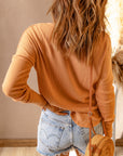Camila Waffle Knit Henley Top