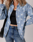 Star Light Wash Raw Hem Denim Jacket