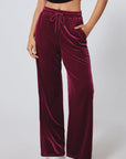 Solid Drawstring Waist Wide Leg Pants
