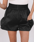 Maxine Elastic High Waist Pocketed Casual Shorts