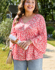 Lena Plus Size Floral V Neck Blouse