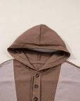 Waffle Patchwork Exposed Seam Oversize Hoodie