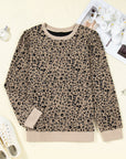 Plus Size Leopard Textured Long Sleeve Top