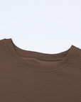 Solid Textured T-Shirt and Drawstring Pants Set