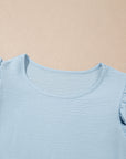 Solid Ruffle Short Sleeve Blouse
