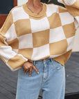 Checker Bishop Sleeve Sweater