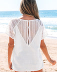 Novah Lace Crochet Textured Button Back Top