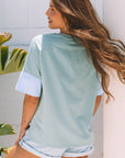 Etta Frayed Denim Star Patched Oversize Top