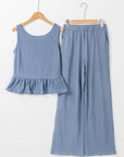 Teresa Ribbed Ruffle Tank Top and Pants Set