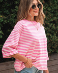 Stripe Bow Back Cutout Tee