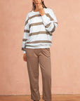 Black Striped Drop Shoulder Pullover and Joggers Set