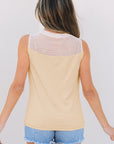 Milena Mesh Patchwork Crew Neck Tank Top