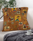 Vintage Cowgirl Collage Square Pillow Case 18x18 Made in America