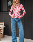 Rosalie Floral Long Sleeve Slim Fit Mesh Top