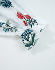Floral Frilled V-Neck Long Sleeve Buttoned Shirt