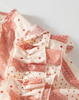 Kelsey Frilled Short Puff Sleeve Mixed Print Blouse
