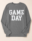 GAME DAY Textured Long Sleeve Crewneck Top